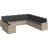 vidaXL 11-dijelni set vrtnih sofa poliratan s jastucima svijetlosivi | shoptok.hr