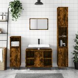 The Living Store Kopalniška omarica dimljeni hrast 30x30x100 cm inženirski les - Kopalniška Omarica, (21436555) Cene