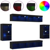  Set TV komoda S LED lampica 8 pcs Crni hrast Konstruirano drvo | shoptok.hr