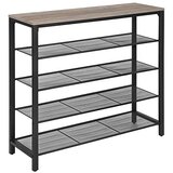 Songmics Stojalo za čevlje, organizator za shranjevanje čevljev s 4 mrežastimi policami in veliko površino za vrečke, polica za čevlje za vhod, hodnik, omaro, jekleno ogrodje, industrijsko, sivo in č, (21313473) Cene