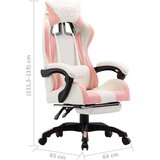 In Racing stol z oporo za noge roza in belo umetno usnje | Shoptok.si