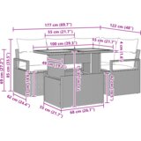vidaXL Set sofra od 5 dijelova s jastučićima u sivoj boji, poli ratan, akacija, Dvosjedni vrtni sofa s jastučićima u sivoj boji, poli ratan | shoptok.hr