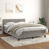  Box spring postelja z vzmetnico svetlo siva 140x200 cm žamet, (20901355) | Shoptok.si