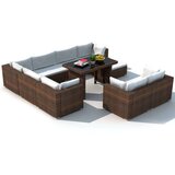  Vrtna sedežna garnitura z blazinami 10-delna poli ratan rjava, (20598119) | Shoptok.si