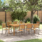  Jedilna garnitura za vrt 9 pcs Siva 200 x 100 x 74 cm | Shoptok.si