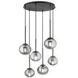  Ondaluce - Visilica na sajli JEWEL 6xE14/10W/230V Ø 55 cm crna/zadimljena crna | Eponuda.com