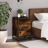 vidaXL Nočna omarica dimljeni hrast 40x34,5x60 cm inž. les in kovina | Shoptok.si