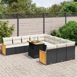 Maison Chic Seti vrtnega pohištva - Vrtna garnitura - Vrtni pohištvo set 11-delna z blazinami črn poli ratan, (21816173) | Shoptok.si