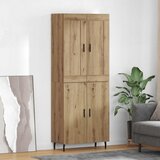 vidaXL Visok predalnik 2 pcs Umetni hrast Inženirski les in steklo | Shoptok.si