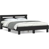 vidaXL Okvir za krevet s uzglavljem crni 140x200 cm konstruirano drvo Cijene