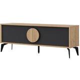 Marckeric Crna/u prirodnoj boji TV komoda u dekoru hrasta 140x51 cm Vae – Cijene