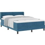 VidaXL Box Spring postelja z vzmetnico temno modra 140x200 cm žamet, (22050436) Slike
