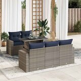  6-dijelni set vrtnih sofa poliratan i bagrem s jastucima sivi | shoptok.hr