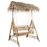 Ljuljačka za 2 osobe s jastukom i palminim lišćem 202 cm bambus | shoptok.hr