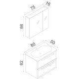 Hanah home Kupatilski ormarić sa umivaonikom i ogledalom (2 komada) Nuvola 80 v2 186 | Eponuda.com