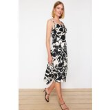 Trendyol Black Printed Thick Strap Zippered Midi Knitted Dress | Shoptok.si