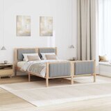  Okvir kreveta s uzglavljem Smeđa i svijetlo siva 135 x 190 cm | shoptok.hr
