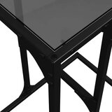  Bočni stolić s crnom staklom 40 x 30 x 61 5 cm čelični | shoptok.hr
