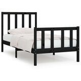  posteljni okvir črn iz trdnega lesa 75x190 cm 2F6, (20647729) | Shoptok.si
