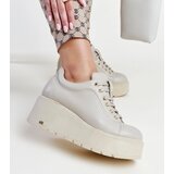 Karino Beige leather wedge sneakers | shoptok.hr