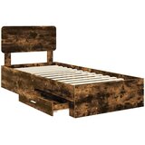  Krevetna konstrukcija s ladicama Dimljeni hrast 75 x 190 cm Smeđa 193 x 78 x 90 cm | Shoptok.si