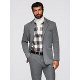 Ombre Men's knitted jacket with a fitted cut - light grey | Eponuda.ba