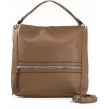 Fashion Hunters Dark beige shopper bag with decorative zipper