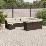 Maison Chic Seti vrtnega pohištva - Vrtna garnitura - Vrtni pohištvo set 11-delna z blazinami rjava poli ratan, (21815872) | Shoptok.si