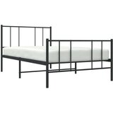 vidaXL Metalni okvir kreveta uzglavlje i podnožje crni 90 x 200 cm | shoptok.hr