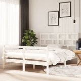The Living Store Posteljni okvir bel iz trdnega lesa 150x200 cm - Posteljni Okvir, (21524875) Cene