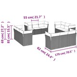  12-dijelni set vrtnih sofa od poliratana s jastucima sivi | shoptok.hr