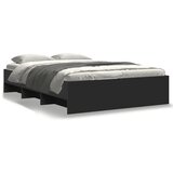 vidaXL Posteljni okvir črn 135x190 cm inženirski les, (21310189) | Shoptok.si