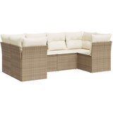  6-dijelni set vrtnih sofa s jastucima bež od poliratana | shoptok.hr