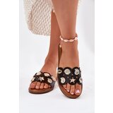 Boto Women's Flat Sandals With Golden Studs Black Nalothiel | Shoptok.si
