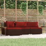 Maison Chic Seti vrtnega pohištva - Vrtna garnitura - Vrtni pohištvo set 4-delna z blazinami rjav poli ratan, (21816106) | Shoptok.si
