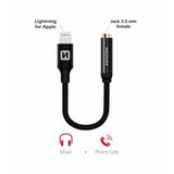 Swissten kabel audio, platneni LIGHTNING /3,5 ženski jack - 15cm crni | shoptok.hr