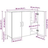 vidaXL Strani šal Črni hrast 34 x 90 x 80 cm Konstruiran les | Shoptok.si