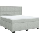 vidaXL Box spring postelja z vzmetnico svetlo siva 180x200 cm žamet | Shoptok.si