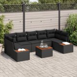 vidaXL set od 8 komada vrtnih kauča s jastučićima crni poli ratan akacija | shoptok.hr
