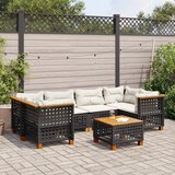  7-dijelni set vrtnih sofa od poliratana s jastucima crni Crna 55 x 55 x 36 cm | shoptok.hr