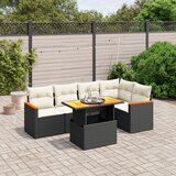 Maison Chic Seti vrtnega pohištva - Vrtna garnitura - Vrtni pohištvo set 6-delna z blazinami črna poli ratan, (21806682) | Shoptok.si