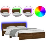 Furnova Posteljni okvir z vzglavjem in LED rjavi hrast 160x200 cm, (21938629) | Shoptok.si