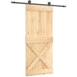  Klizna vrata Prirodna i crna 90 x 210 cm Čvrsta borovina | shoptok.hr