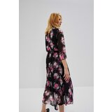 Moodo Pink-Black Women's Floral Midi Dress - Women | ePonuda.com