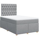 vidaXL Box spring postelja z vzmetnico svetlo siva 120x200 cm blago, (21308853) Cene