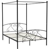Maison Chic Posteljni okvir - Dvoposteljna postelja - Zakonska postelja z ogrodjem za baldahin črn kovinski 160x200 cm -J5683, (21763231) | Shoptok.si