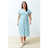 Trendyol Curve Multi Color V Neck Ruffle Detail Woven Dress | shoptok.hr