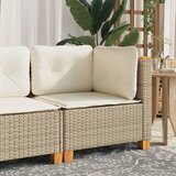 Maison Chic Vrtni kotni kavč - Zunanji kavč z blazinami bež poli ratan, (22040932) | Shoptok.si