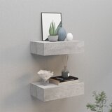vidaXL Stenska polica s predalom 2 kosa betonsko siva 40x23,5x10cm MDF Cene