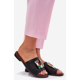 Boto Womens sandals on flat heel with decoration black Clelione | ePonuda.com